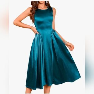 Elegant Teal Sleeveless Dress